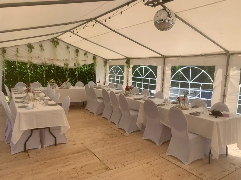 Partyzelt 5x10m mieten, Gartenparty Geburtstag Taufe Zeltverleih