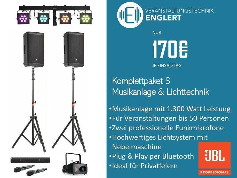 Komplettpaket S: Musikanlage & Lichttechnik für dein Event