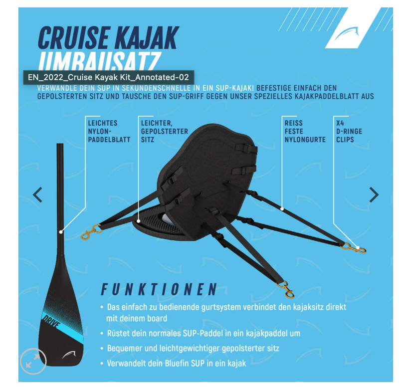 Bluefin Cruise SUP Paket inkl. Kayak Kit und elektrischer Pump