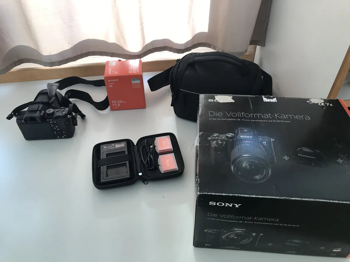 Sony a7ii with lens and batteries