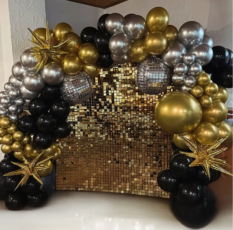 Goldene Pailletten Fotowand