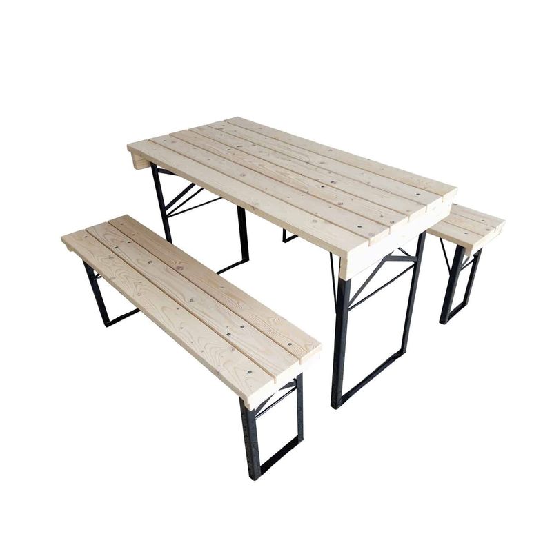 Landhaus Set 120cm Weiß 2x Bank – 1x Tisch