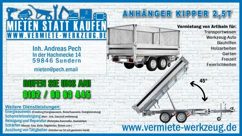 2,6t Kipper Anhänger Laubgitter elektrisch Muldenkipper