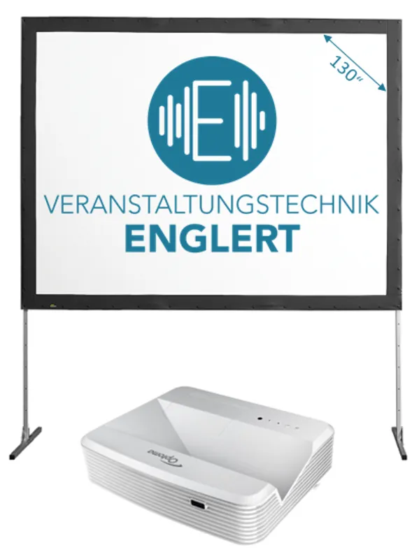 Full-HD Videobeamer mit 130" Rahmenleinwand