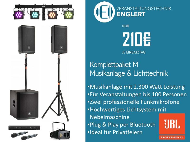 Komplettpaket M: Musikanlage & Lichttechnik für dein Event