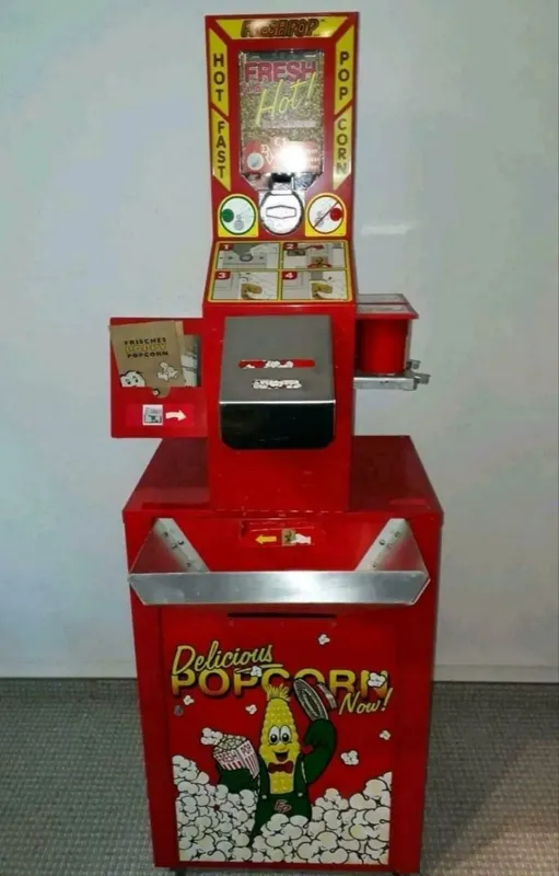 Popcornautomat, Popcornmaschine mit Münzeinwurf für Straßenfest, Vereinsfest, Geburtstag, etc.