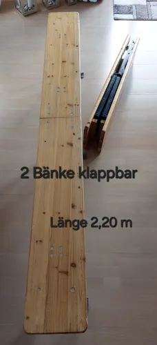 Bierzeltgarnitur 2 Bänke + 1 Tisch 2,20 m lang (klappbar)