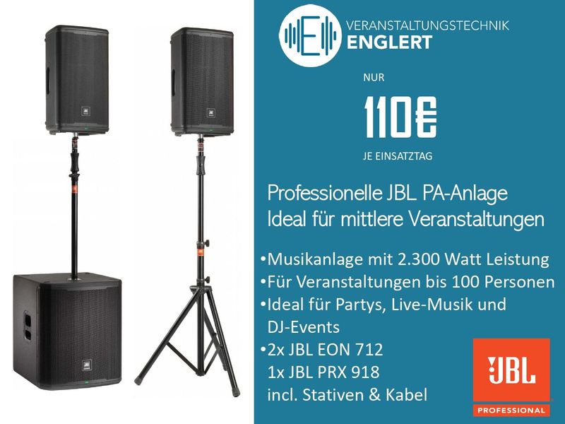 PA-Set 3: Professionelle JBL Musikanlage mit 2.300 Watt