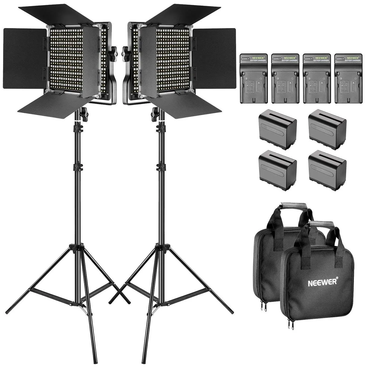 2x NEEWER 660 LED Videolicht Panel 2 Set mit Stativ Bi Farbe CRI96+ LED Videoleuchte