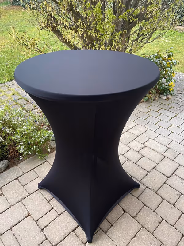 Miete XL Stehtisch Bistro Deluxe 80 cm Durchmesser mit Husse in Farbe schwarz
