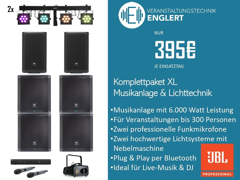 Komplettpaket XL: Musikanlage & Lichttechnik für dein Event