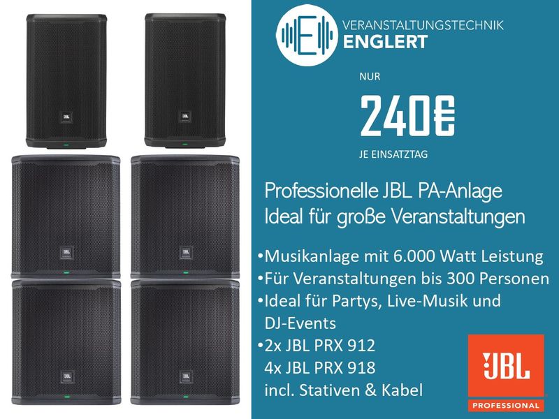 PA-Set 5: Professionelle JBL Musikanlage mit 6.000 Watt