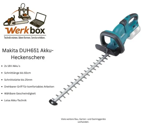 Makita Akku Heckenschere 65cm 2x18V bis 25mm Äste DUH651