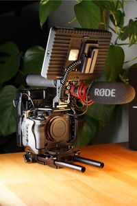 sony-alpha-a7-iv-v-mount-rig-smallhd-focus-7-rode-videomic-ntg preview image