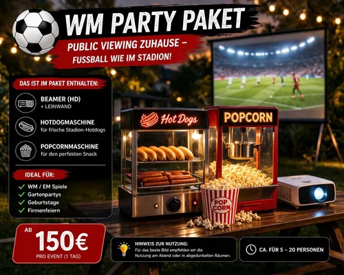WM Party Paket – Beamer + Hotdogs + Popcorn