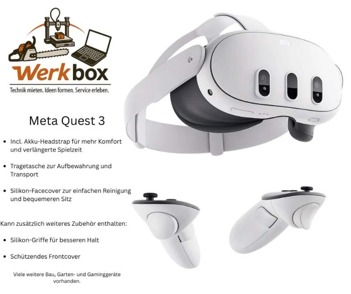 3. Meta Quest 3 VR / MR Brille mit extra Akku Strap und weiterem Zubehör Oculus / SteamVR / wie Pico 4