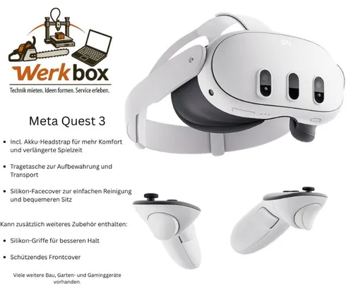 3. Meta Quest 3 VR / MR Brille mit extra Akku Strap und weiterem Zubehör Oculus / SteamVR / wie Pico 4
