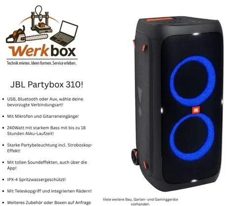 JBL Partybox 310 Musik Box Lautsprecher Party und Events mit Akku und Bluetooth