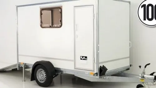 Auto - Anhänger, Einachsig mit Rampe, Tür, Fenster | Kofferanhänger BK 146x304cm, mit "normalem" Führerschein fahrbar