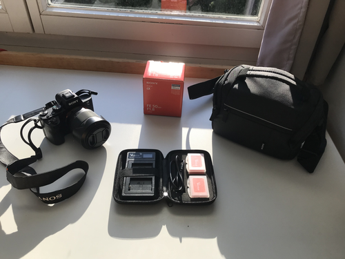 Sony a7ii with lens and batteries