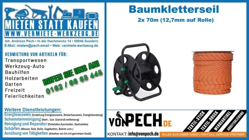 Kletterseil 140 m Arborist doppelt geflochten Polyester