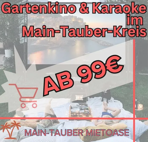 Gartenkino - Beamer Leinwand Soundbox Karaoke leih mieten Hochzeit Firmenfeier