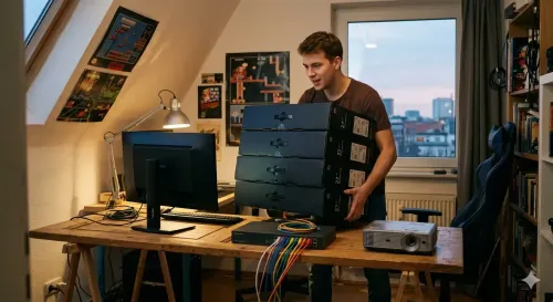 Gaming-Monitore mieten für LAN-Party – sechs Full-HD Bildschirme nebeneinander in Betrieb