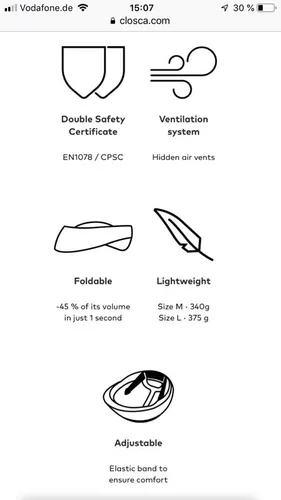 e-scooter and bike helmet by CLOSCA - foldable and super light (70 EUR)