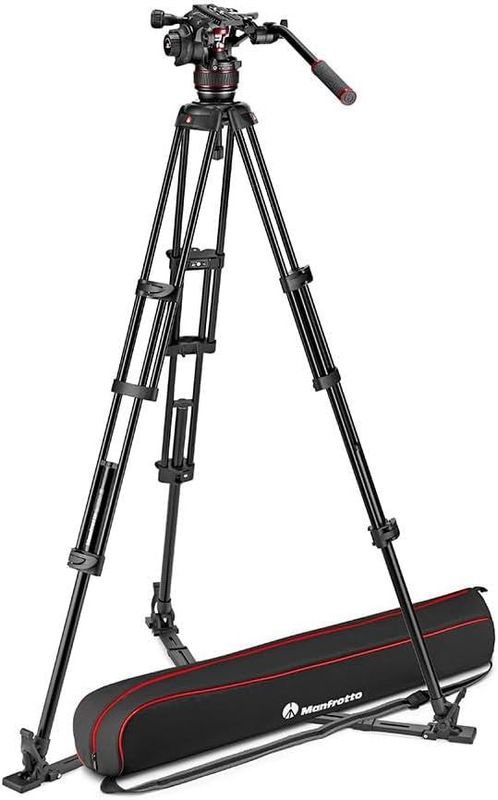 Manfrotto Nitrotech 608 Aluminium Video-Stativ mit Bodenspinne