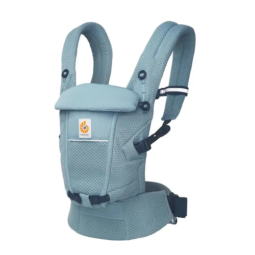 Ergobaby Babytrage für Neugeborene ab Geburt, 3-Positionen SoftFlex Mesh Ergonomische Babybauchtrage Rückentrage Baby-Tragetasche, Slate Blue