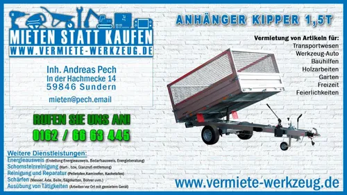 1,5t Anhänger Kipper Plane Muldenkipper Kipppritsche
