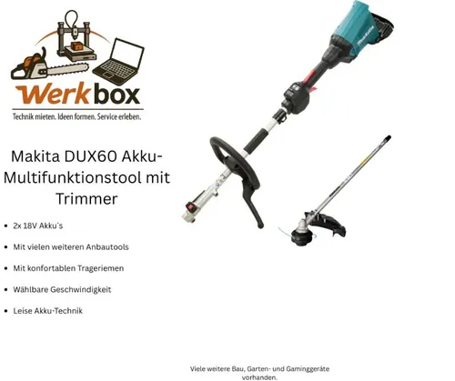 Makita DUX60 Multifunktionstool mit Sense, Garten Trimmer Multi Tool, 2x18V Akku, weitere Anbaugeräte