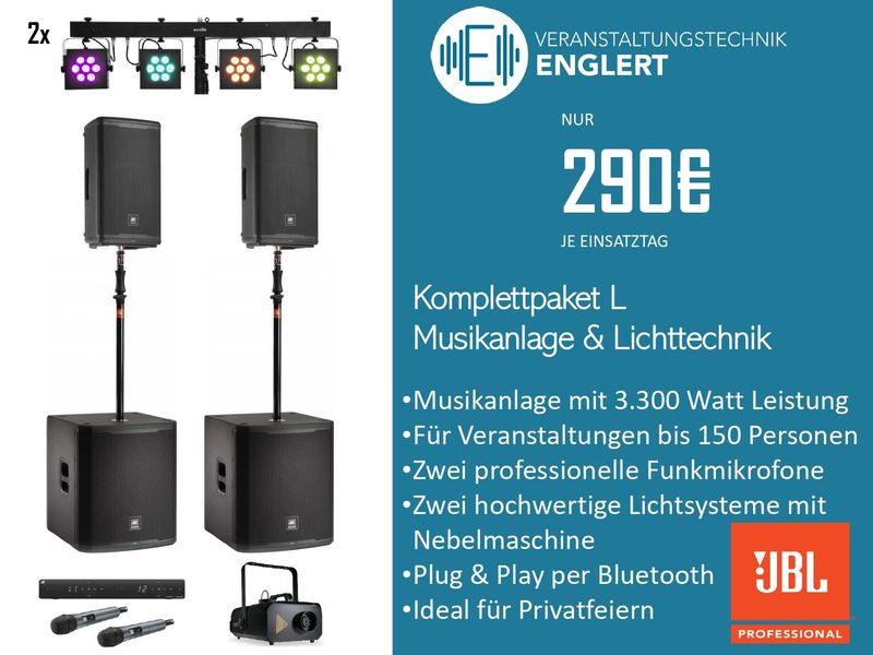 Komplettpaket L: Musikanlage & Lichttechnik für dein Event