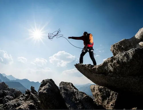 Hochtourenausrüstung Steigeisen Gurt Karabiner Bandschlingen Prusik