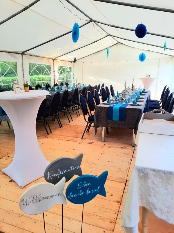 Partyzelt 5x10m mieten, Gartenparty Geburtstag Taufe Zeltverleih