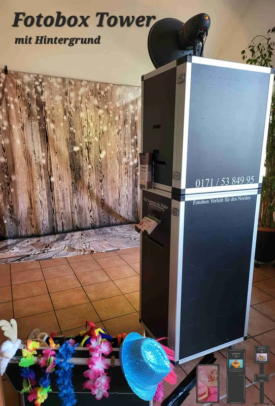 Fotobox Tower mit Druckflat und Anlieferung in HH für Hochzeiten, Geburtstage oder Firmenfeiern im Norden
