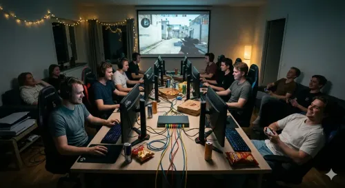 Netzwerk-Switch mieten für LAN-Party – Gigabit-Switch mit Ethernet-Kabeln, Ping unter 1ms